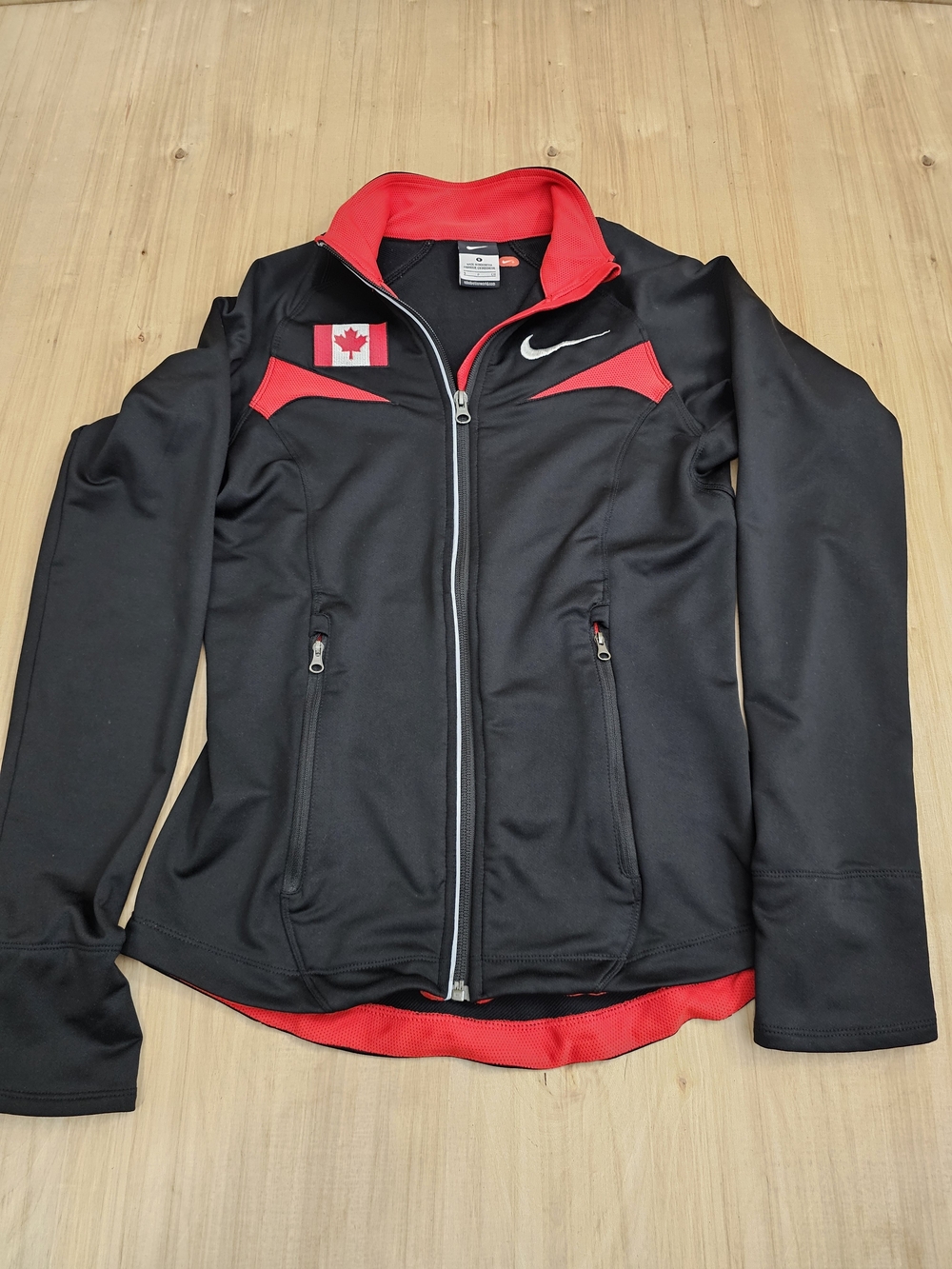 Nike Canada Black and Red Full-Zip Training Jacket